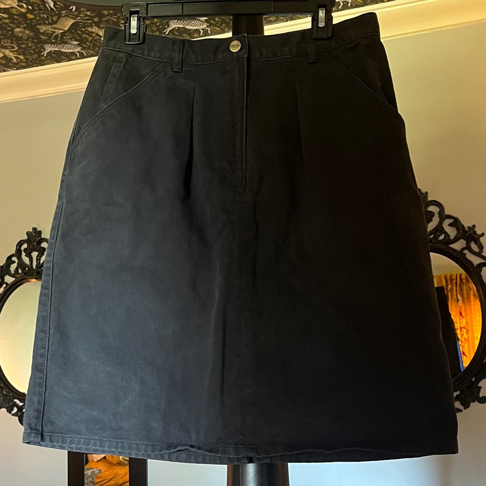 Vintage L.L. Bean Black Denim A-Line Skirt size medium/large